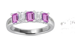 310 custom made unique emerald cut pink sapphire and diamond five stone anniversary ring