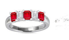 310 custom made unique emerald cut ruby and diamond five stone anniversary ring