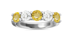 312 custom made unique round yellow sapphire and diamond five stone anniversary ring