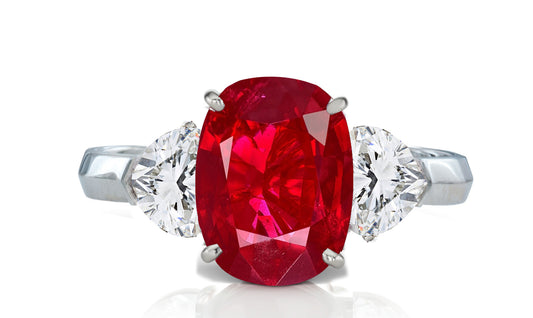 34 custom made unique oval cut ruby center stone with pear diamond accents three stone engagement ring