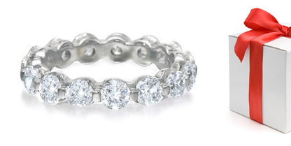 stackable eternity ring with bar set round diamonds