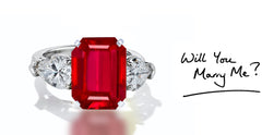 40 custom made unique emerald cut ruby center stone with pear diamond accents three stone engagement ring