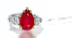 45 custom made unique pear ruby center stone with pear diamond accents three stone engagement ring