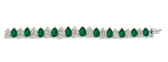 5 custom unique alternating pears emerald and diamond tennis bracelet