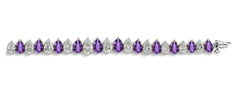 5 custom unique alternating pears purple sapphire and diamond tennis bracelet