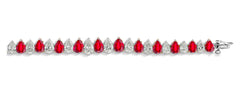 5 custom unique alternating pears ruby and diamond tennis bracelet