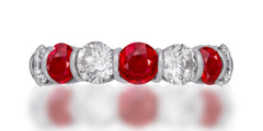 55 custom made unique stackable alternating round ruby and diamond bar set eternity ring