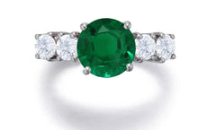 551 custom made unique round emerald center stone and round diamond accents five stone engagement ring