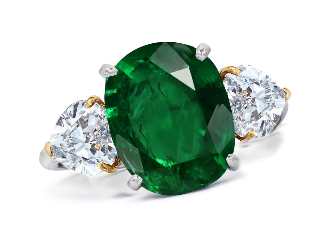Lab-Created Green Emerald and Diamond Engagement Rings – Custom Made Rings