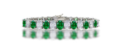 7 custom unique alternating oval emerald and diamond tennis bracelet