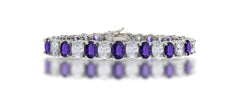 7 custom unique alternating oval purple sapphire and diamond tennis bracelet