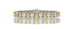 7 custom unique alternating oval yellow sapphire and diamond tennis bracelet