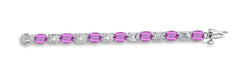 8 custom unique alternating oval pink sapphire and baguette diamond tennis bracelet