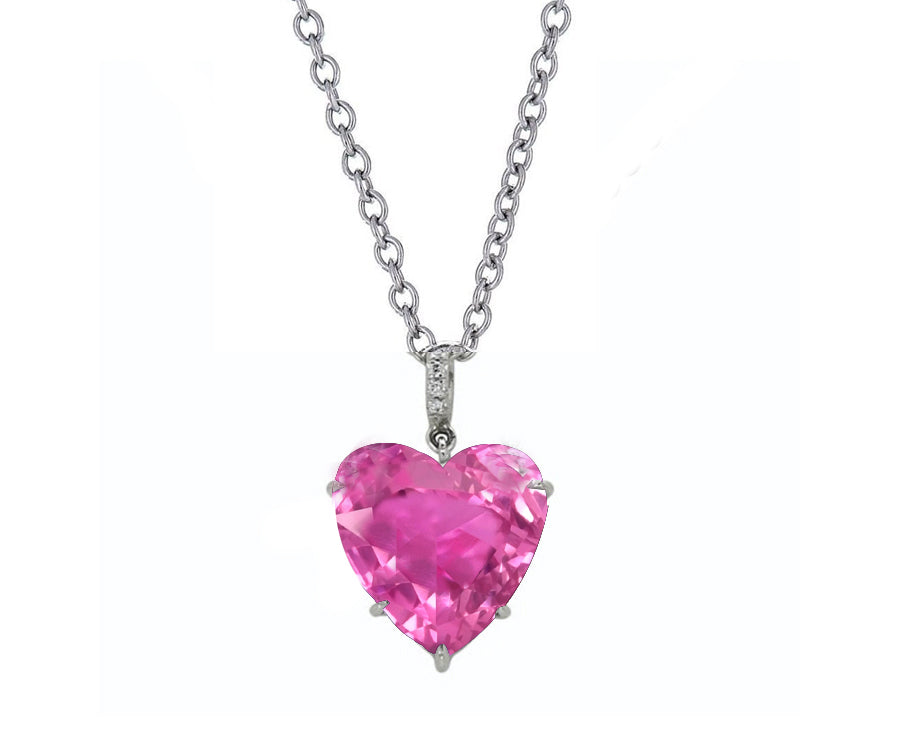 8 custom unique heart pink sapphire and diamond pendants