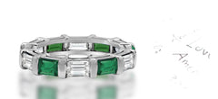 83 custom made unique stackable alternating baguette cut emerald and diamond eternity ring