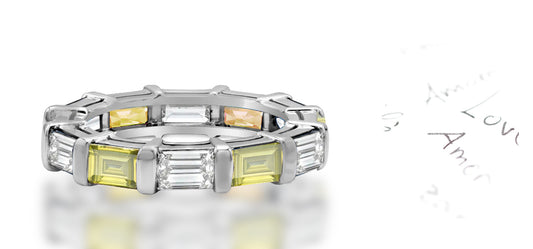 83 custom made unique stackable alternating baguette cut yellow sapphire and diamond eternity ring