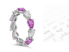 85 custom made unique stackable alternating pear pink sapphire and diamond eternity ring