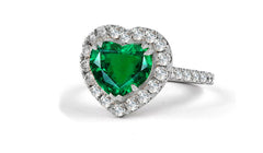 9 custom made emerald and diamond vintage halo engagement rings