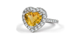 9 custom made yellow sapphire and diamond vintage halo engagement rings