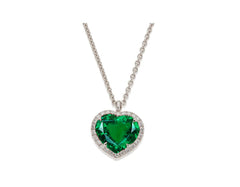 9 custom unique heart emerald and diamond halo pendants