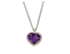 9 custom unique heart purple sapphire and diamond halo pendants