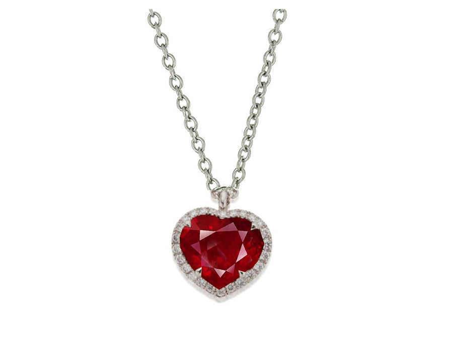 9 custom unique heart ruby and diamond halo pendants