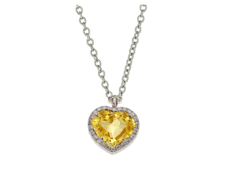 9 custom unique heart yellow sapphire and diamond halo pendants