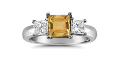 91 custom made unique square yellow square and square diamond side three stone engagement ring