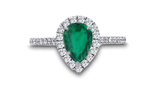 95 custom made unique pears emerald and halo engagement ring