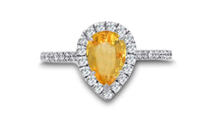 95 custom made unique pears yellow sapphire and halo engagement ring