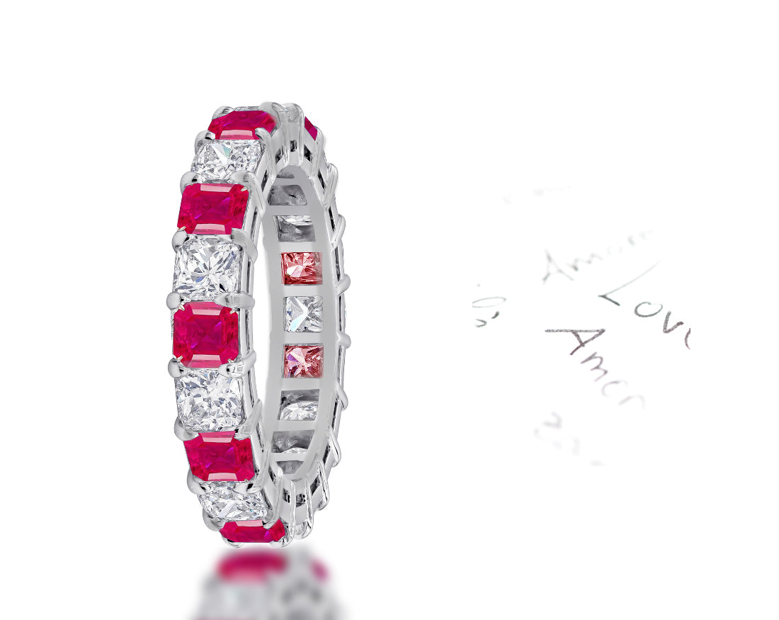 Ruby Stackable Aniversary Rings Custom Unique Stackable Ruby & Diamond Eternity Rings – Custom Made Rings