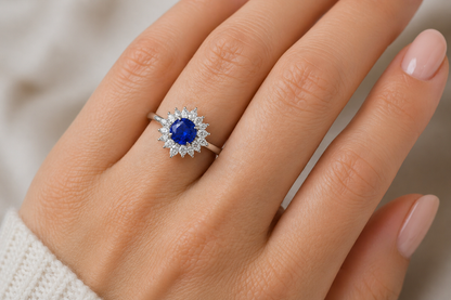 New 2026 1 custom made unique affordable blue sapphire diamond accents engagement rings