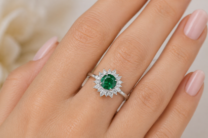 New 2026 1 custom made unique affordable emerald diamond accents engagement rings