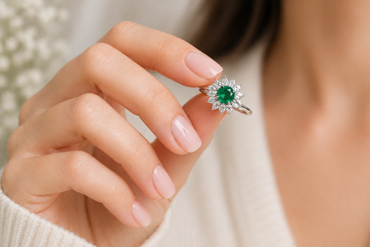 New 2026 1 custom made unique affordable emerald diamond accents engagement rings