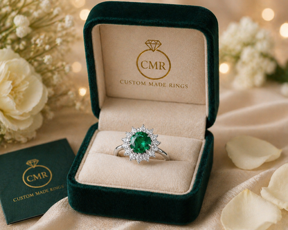 New 2026 1 custom made unique affordable emerald diamond accents engagement rings