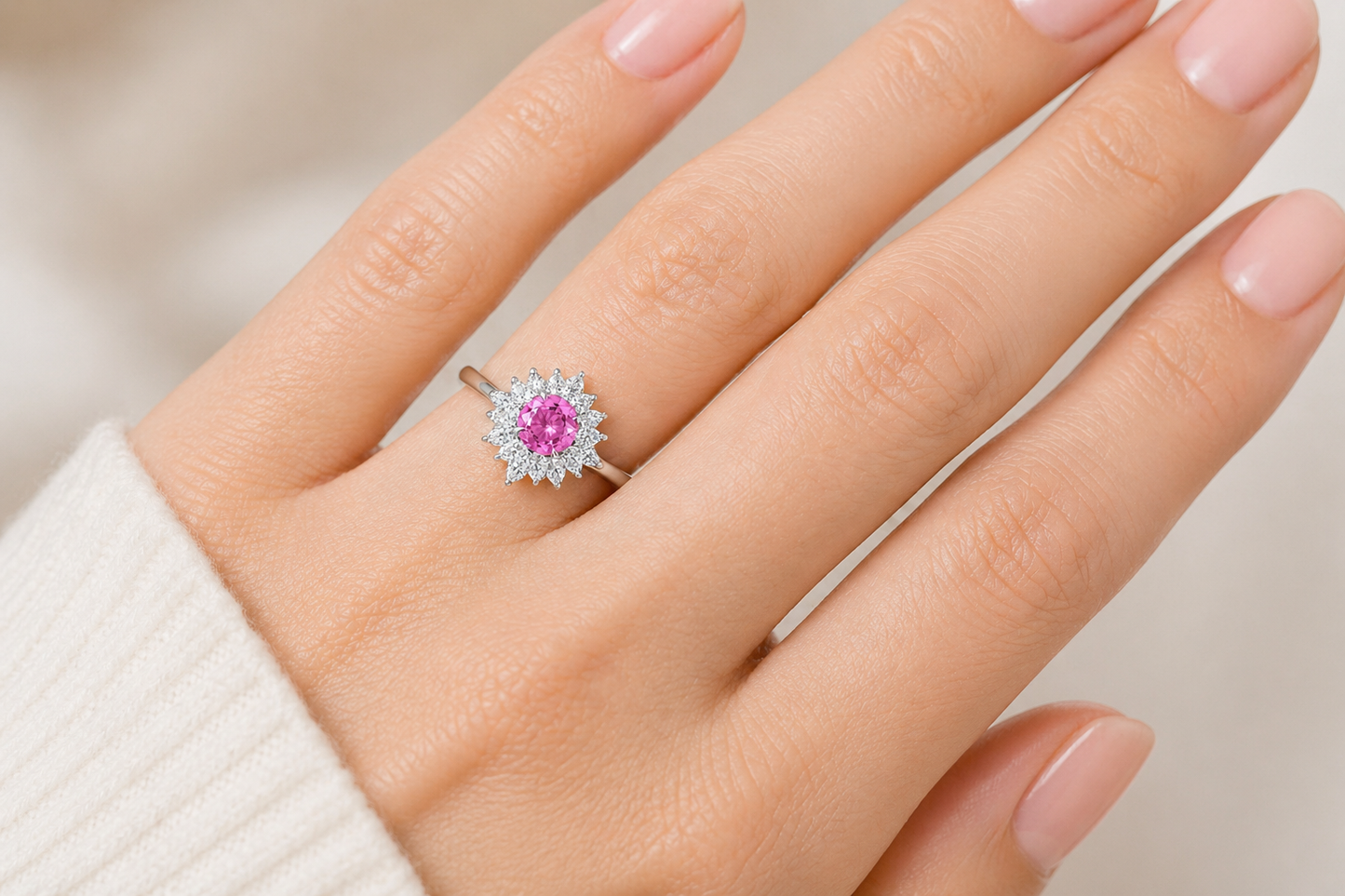 New 2026 1 custom made unique affordable pink sapphire diamond accents engagement rings