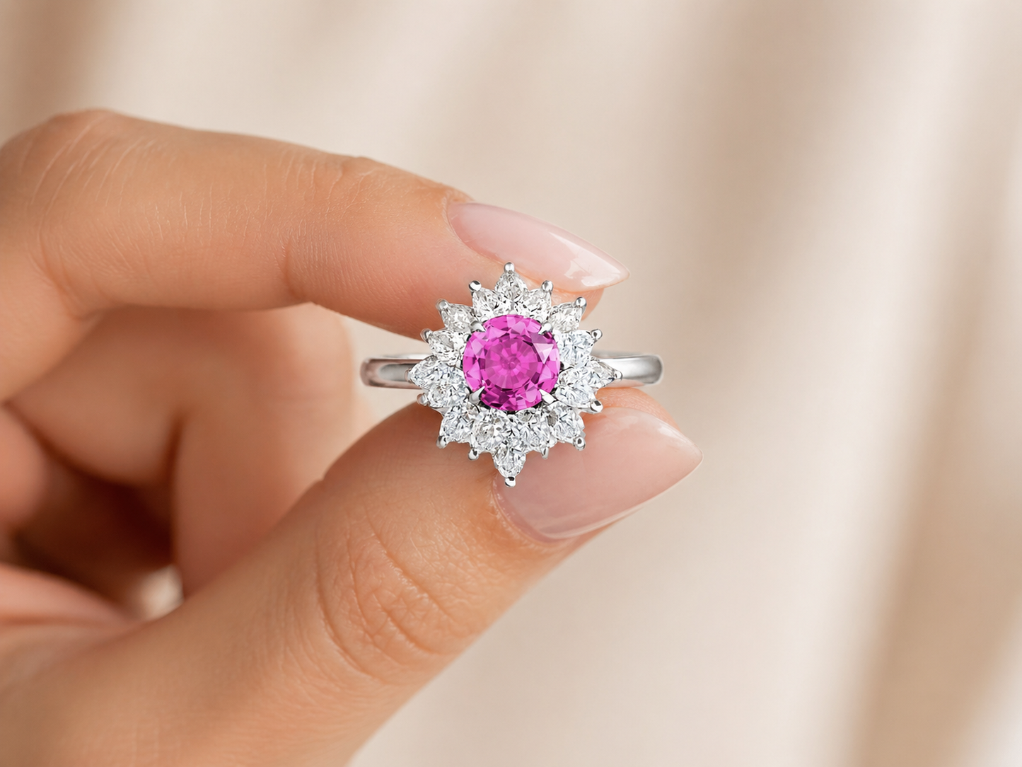New 2026 1 custom made unique affordable pink sapphire diamond accents engagement rings