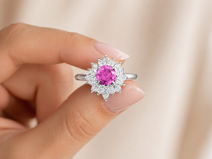 New 2026 1 custom made unique affordable pink sapphire diamond accents engagement rings