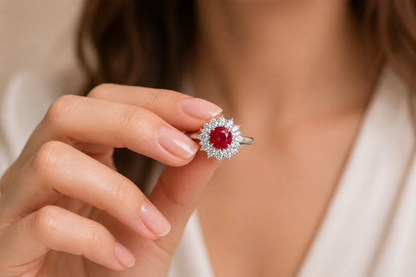 New 2026 1 custom made unique affordable ruby diamond accents engagement rings