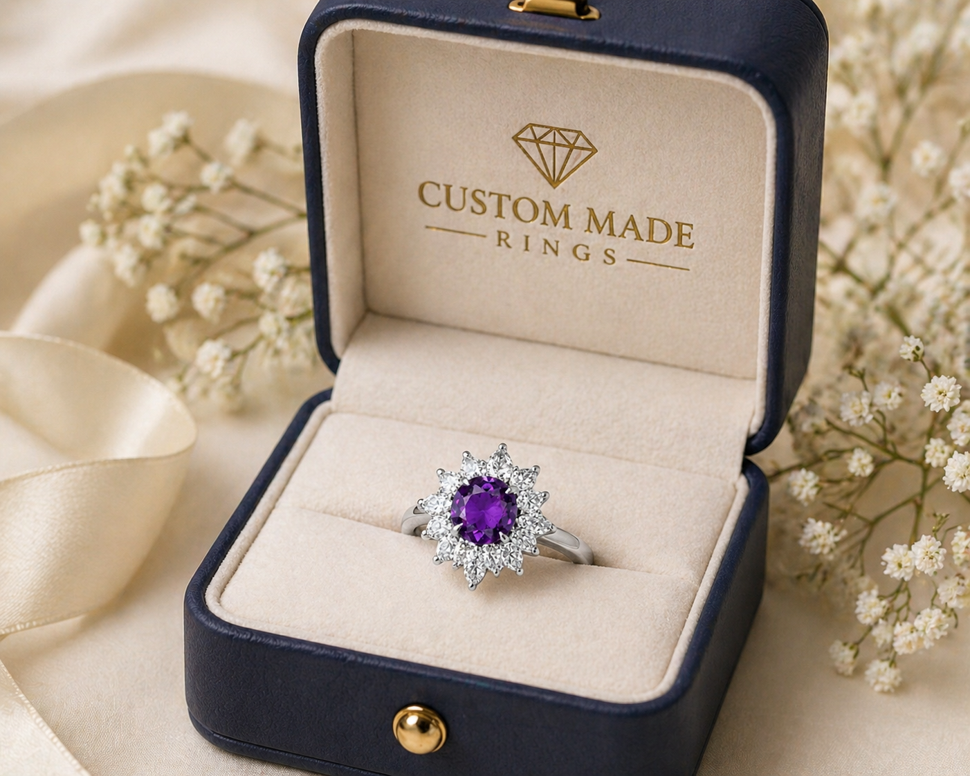 New 2026 1 custom made unique affordable purple sapphire diamond accents engagement rings