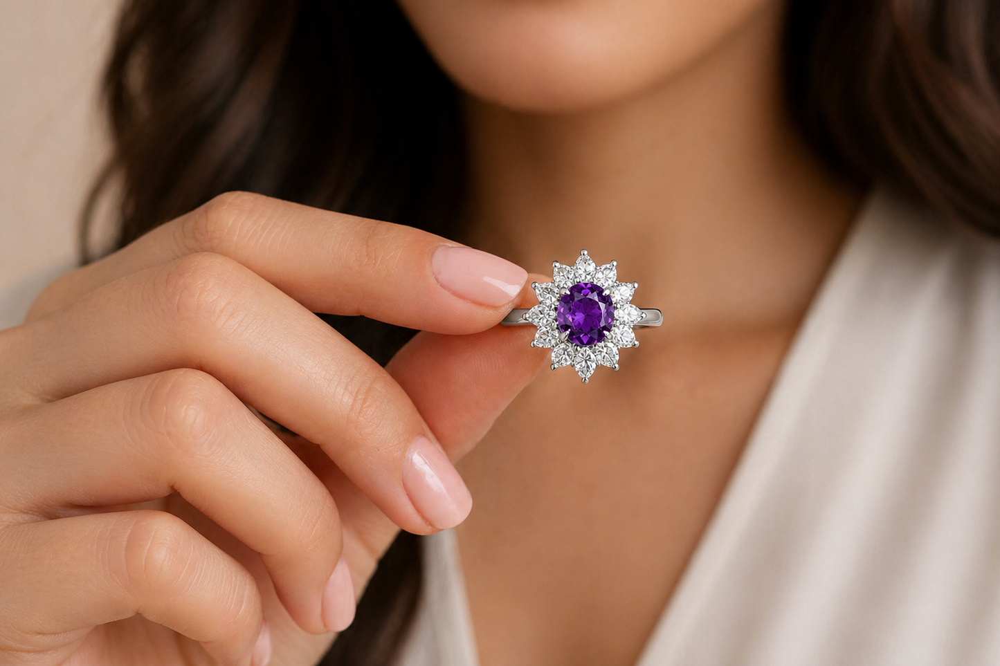 New 2026 1 custom made unique affordable purple sapphire diamond accents engagement rings