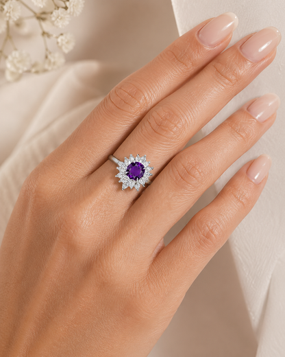 New 2026 1 custom made unique affordable purple sapphire diamond accents engagement rings