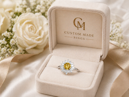 New 2026 1 custom made unique affordable yellow sapphire diamond accents engagement rings