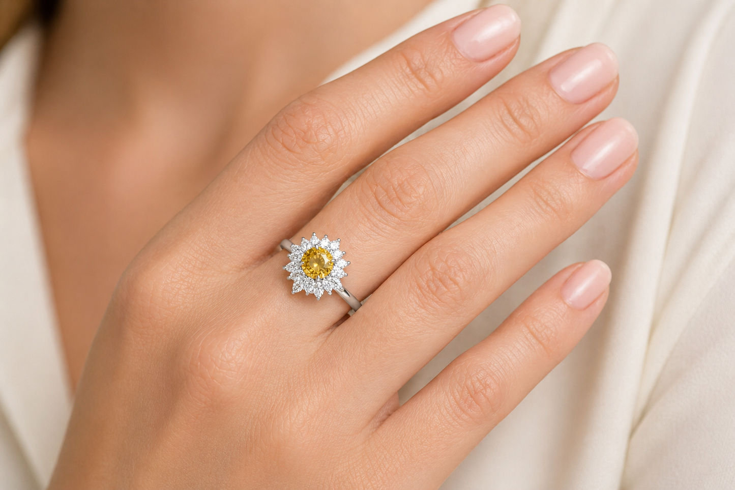 New 2026 1 custom made unique affordable yellow sapphire diamond accents engagement rings