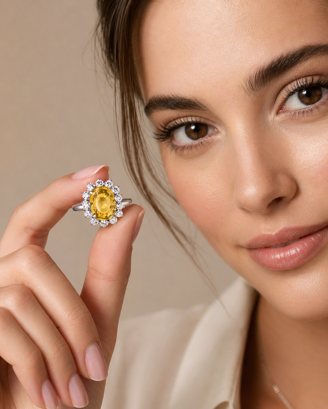 New 2026 2 custom made unique affordable yellow sapphire diamond accents engagement rings