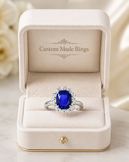 New 2026 2 custom made unique affordable blue sapphire diamond accents engagement rings