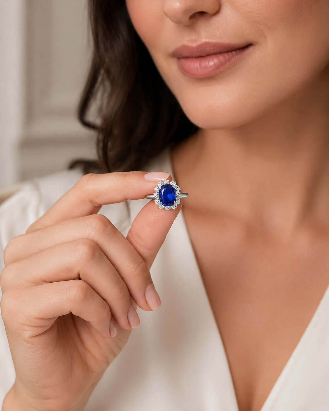 New 2026 2 custom made unique affordable blue sapphire diamond accents engagement rings