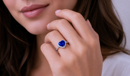 New 2026 7 custom made unique affordable blue sapphire diamond accents engagement rings