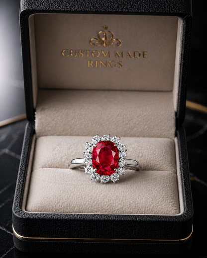 New 2026 5 custom made unique affordable ruby diamond accents engagement rings