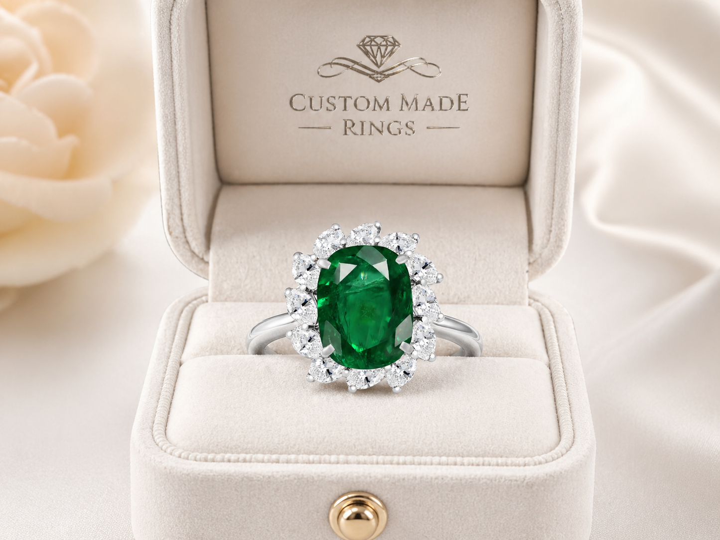 New 2026 5 custom made unique affordable emerald diamond accents engagement rings